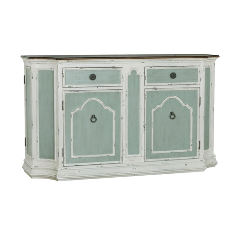 Home Fare Four Door Shabby Chic TriTone Sideboard in Antique Green