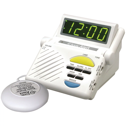 Sonic Alert White Sonic Boom Clock - System Signalers - Notification Hub - Super Shaker - Bed Vibrator