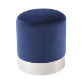 Inspired Home Sadie Velvet Ottoman Round with Metal Base