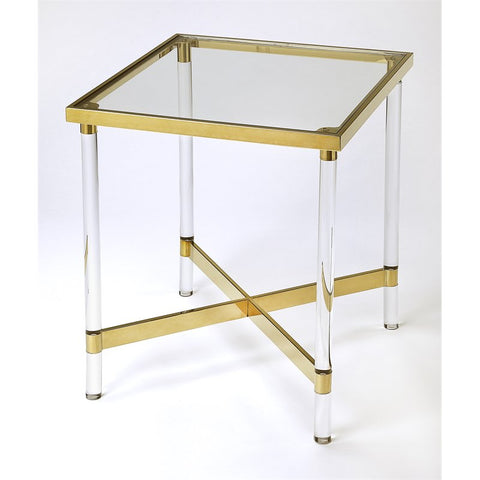 Acrylic Square End Table in Gold
