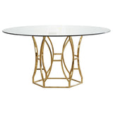 54" Stainless Steel and Glass Round Dining Table