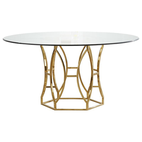 54" Stainless Steel and Glass Round Dining Table