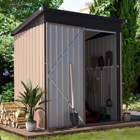 Outdoor Metal Storage Shed with Lockable Door for Backyard