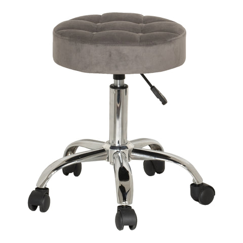 Nora Tufted Adjustable Backless Metal Vanity Stool in Gray