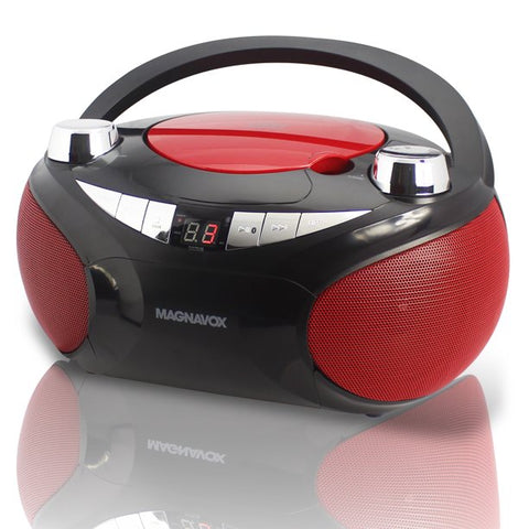 Magnavox MD6949 CD Boombox With AM/FM Radio & Bluetooth Wireless Technology, Red/Black