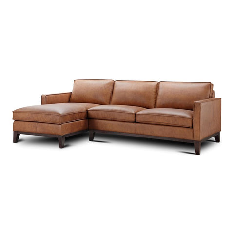 Pimlico Left Hand Facing Top Grain Leather Sectional in Brown