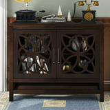 Accent Cabinet with 2 Glass Doors, Modern Console Table
