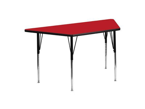 25''W x 45''L Trapezoid Red HP Laminate Activity Table - Standard Height Adjustable Legs