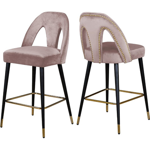 Connor Velvet 28" Stool (Set of 2) Pink