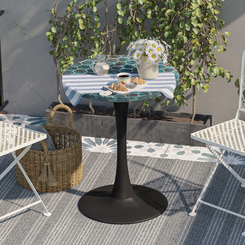 Garritt Outdoor Mgo Mosaic Stone/Concrete Bar Table