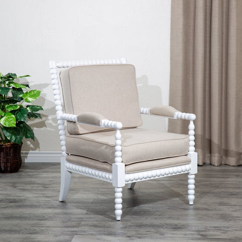 Anelys 27.75'' Wide Tufted Polyester Armchair leg color white