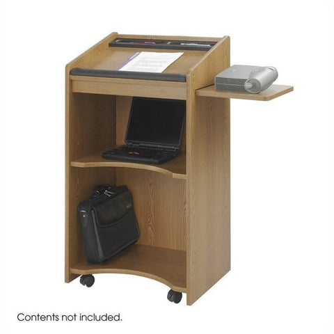 Safco Medium Oak Executive Mobile Lectern Podium