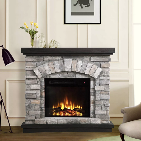 36" Freestanding Electric Fireplace Gray