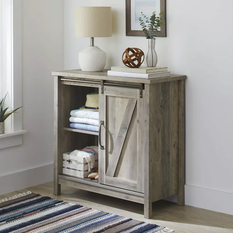 Modern Farmhouse Accent Storage Cabinet, Rustic Gray Finish