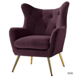 Tufted Accent Wingback Chair with Golden Base