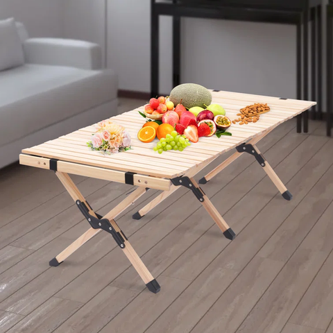 Lajaya Portable Wooden Foldable Picnic Table Camping Folding Table Travel Table