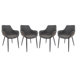 Markley Leather Dining Armchair Metal Legs Set of 4