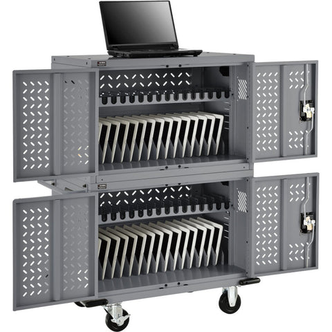 32-Device Charging Cart for Chromebooks™ Laptops and iPad® Tablets, Gray, Unassembled