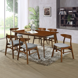 SEVILLE 7PC Mid Century Modern Wood Dining Room Set Walnut