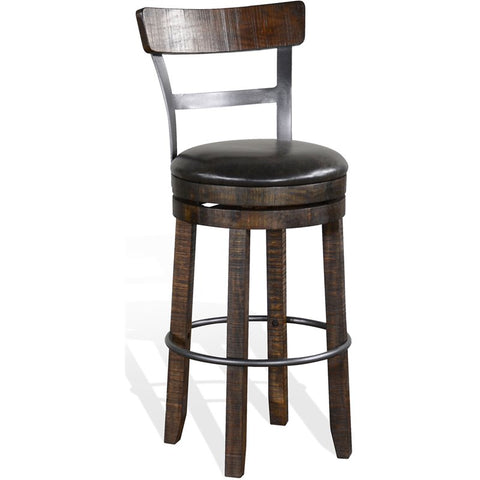 30" Wood Swivel Barstool with Back in Tobacco Leaf