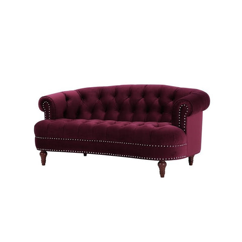 La Rosa 68.5" Victorian Chesterfield Loveseat Burgundy