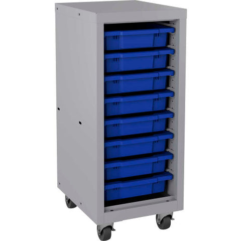 Mobile Bin Tower Platinum 22608 with 8 Blue Bins - 15" x 18" x 36"