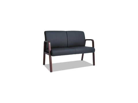 Alera ALERL2219M Reception Lounge Series Wood Loveseat, 33.00" x 44.88" x 26.13", Black/Mahogany