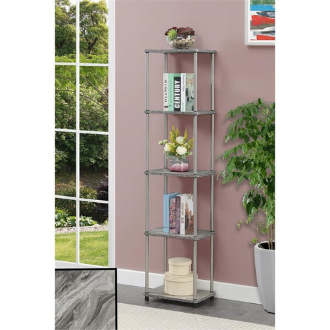 Designs 2 Go No-Tools Five-Tier Tower in Gray Wood Finish