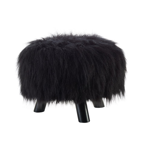 Faux Fur Wood Upholstered Foot Stool