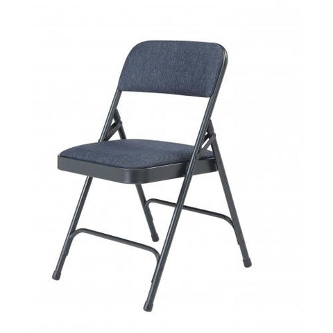 National Public Seating NPS 2200 Series Deluxe Fabric Upholstered Double Hinge Premium Folding Chair, Imperial Blue Fabric/Char-Blue Frame, Pack of 4