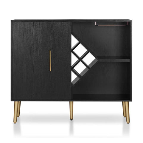 Contemporary Wood Multi-Storage Buffet in Black