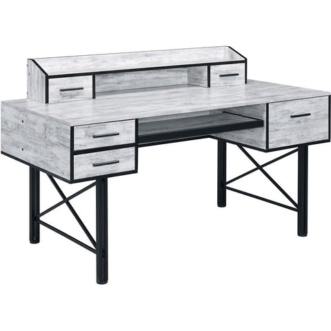 ACME Safea Writing Desk in Weathered White & Black Finish