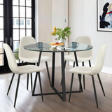 Seibold Luxury 5 Pieces Glass Round Dining Table Set