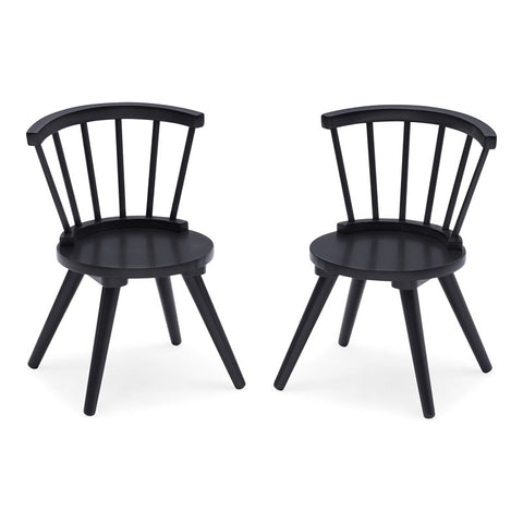 2-Piece Traditional Wood Windsor Chair Set in Black