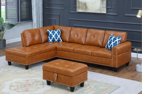 Alger 97" Wide Left Hand Facing Sofa & Chaise with Ottoman