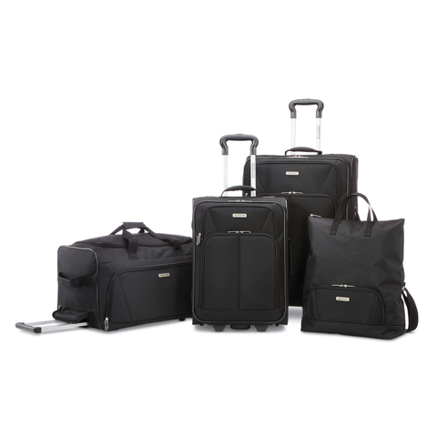 4 Piece Softside Luggage Set black