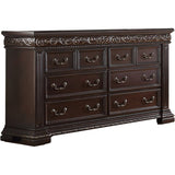 66.5" 8 Drawer Solid Wood Dresser in Dark Cherry