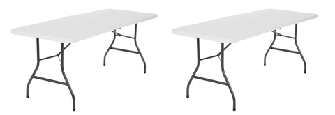 (2-Pack) 6 Foot Centerfold Folding Table, White