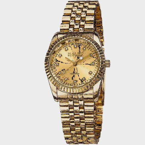 August Steiner Women's Diamond Markers Stainless Steel Bracelet Watch - Gold
