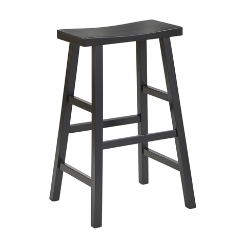 Backless Saddle Seat Wood Stool, 24" High, Black Finish