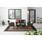 Terrace View 4-Piece Wicker Patio Conversation Seating Set with Green Cushions