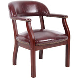 Ivy League Faux Leather Executive Captains Guest Chair in Burgundy
