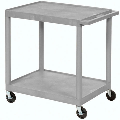 Luxor® Plastic Utility Cart, 2 Shelf, 24"Lx18"Wx33-1/2"H, Gray