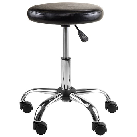 Faux Leather Adjustable Swivel Drafting Stool in Black