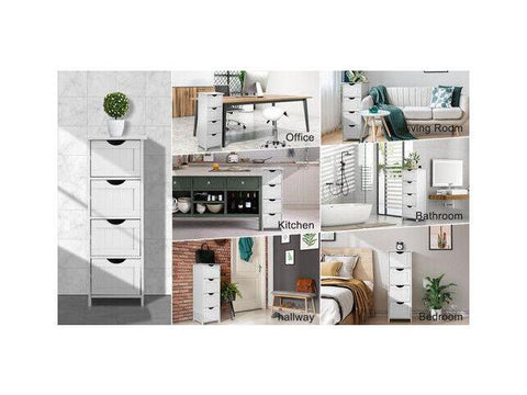 4 Drawer Dresser Chest Drawers Wooden Clothes Storage Bedroom Furniture White