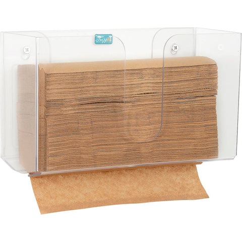 TrippNT Single Dual-Dispensing Folded Paper Towel Dispenser, Clear