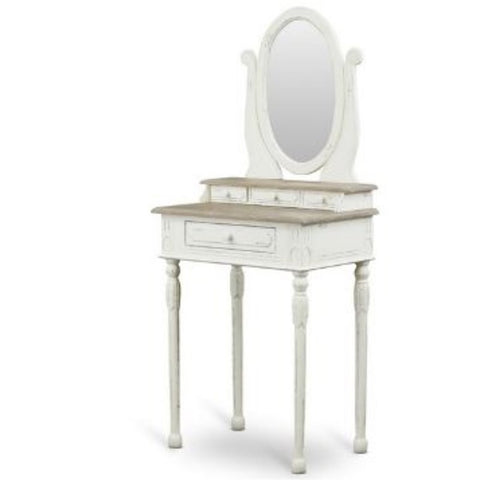 Bedroom Vanity Table in White and Natural