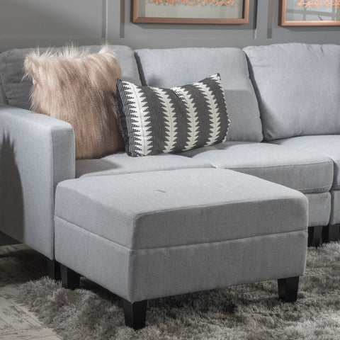 Zahra 6-piece Fabric Sofa Sectional with Ottoman by Christopher Knight Home - Polyester/Fabric