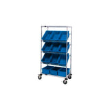 Easy Access Slant Shelf Wire Cart 12 3-1/2"H Grid Containers