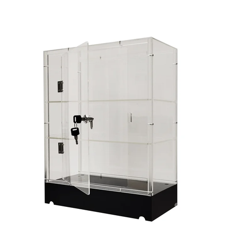 LED Light Remote Control Clear Cabinet Acrylic Display Removable Shelf Case Plexiglass Showcase